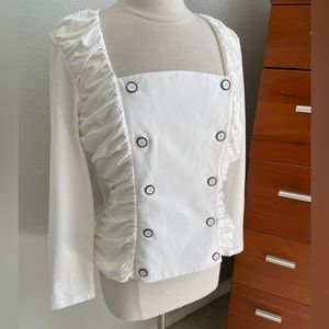 Anne Fontaine White Ruffled Blouse